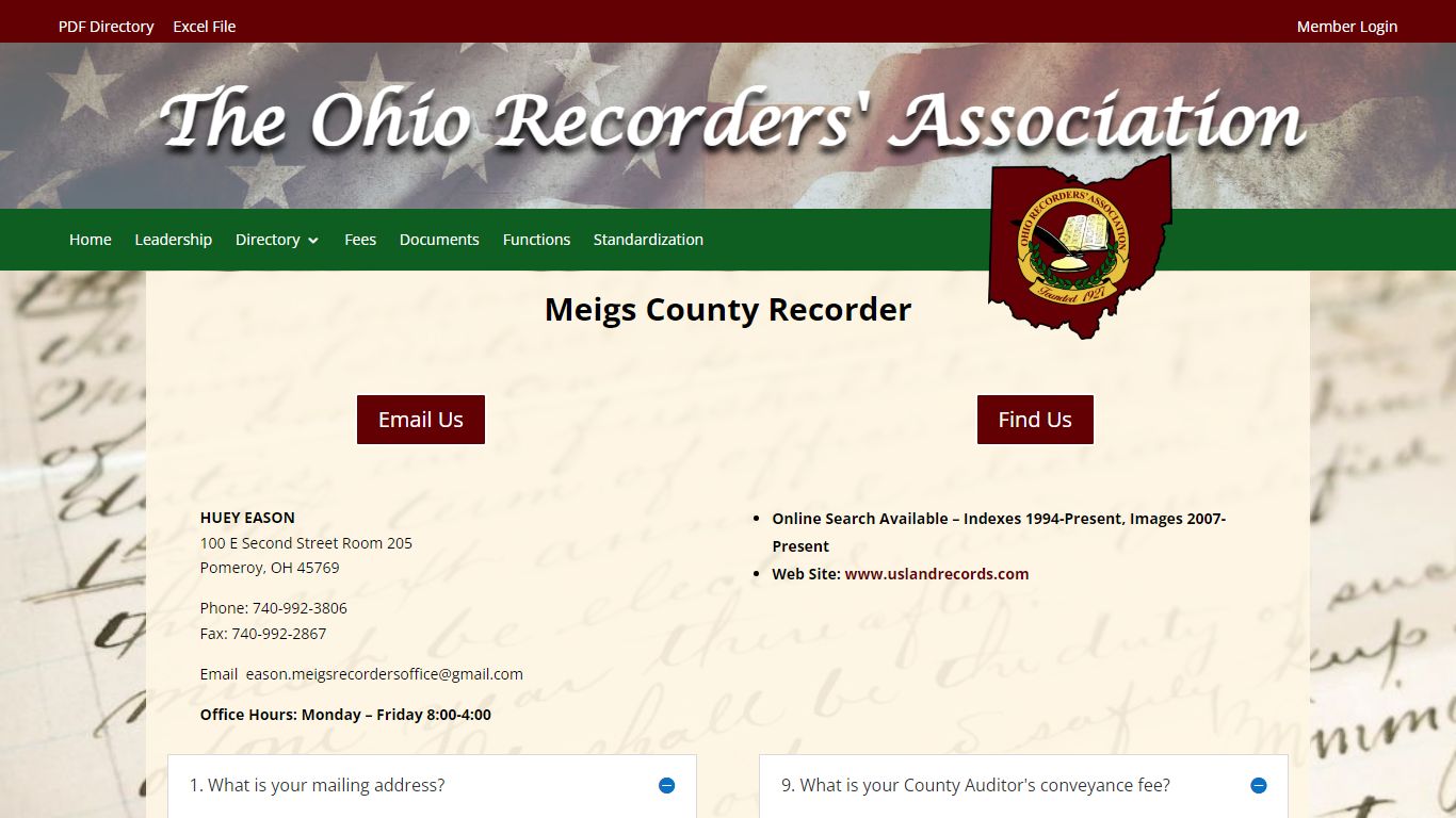 Meigs County Recorder | Ohio Recorders' Association