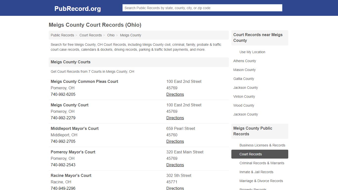 Free Meigs County Court Records (Ohio Court Records)